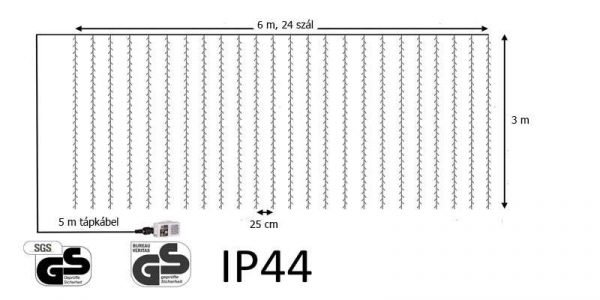 fényfüggöny 6x3m