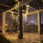 LED fényfüggöny meleg fehér 3x3m (300 LED) távirányítóval