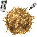 LED fényfüzér meleg fehér 20m (200 LED) távirányítóval