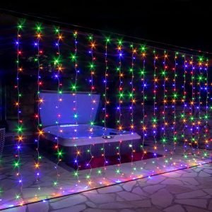 LED fényfüggöny, színes 6x3m (600 LED) – távirányítóval