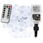 Kültéri LED fényfüzér gömb izzókkal - 10m - 100 LED, hideg fehér