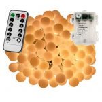 Kültéri LED elemes fényfüzér gömb izzókkal - 5m - 50 LED, meleg fehér