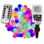 Kültéri LED fényfüzér gömb izzókkal - 10m - 100 LED, színes