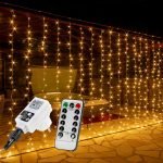 LED fényfüggöny meleg fehér 6x3m (600 LED) távirányítóval