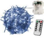 Kültéri LED elemes fényfüzér - 5m - 50 LED, hideg fehér – távirányítóval