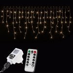 LED jégcsap fényfüggöny meleg fehér 10m (400 LED) távirányítóval