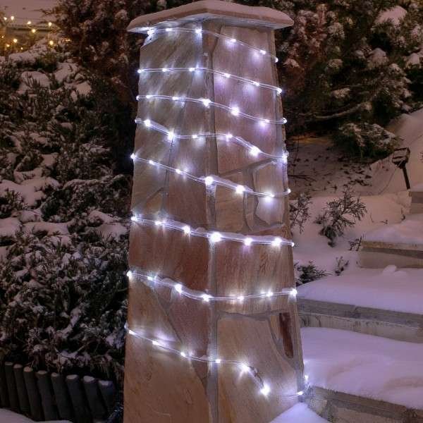 Napelemes fényfüzér hideg fehér 100 LED - 10m