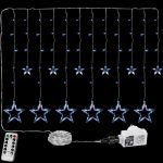 LED csillag fényfüggöny hideg fehér 2x1m (150 LED) távirányítóval