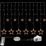 LED csillag fényfüggöny meleg fehér 2x1m (150 LED) távirányítóval