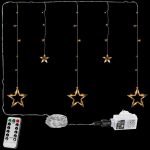 LED csillag fényfüggöny meleg fehér 0,8x1m (61 LED) távirányítóval