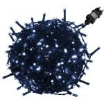 LED fényfüzér hideg fehér 40m (400 LED), zöld kábel