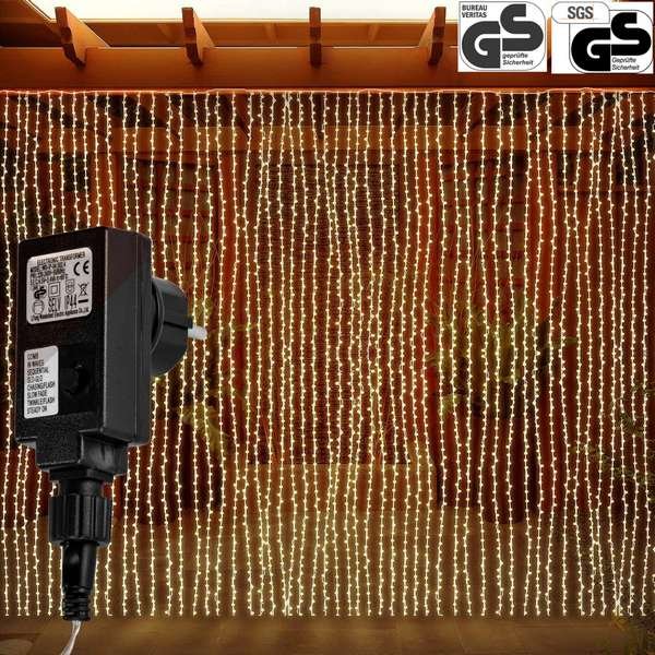 LED fényfüggöny, meleg fehér 3x3m (300 LED)